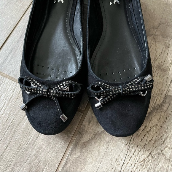 Geox Respira Black Suede Ballet Flats 7.5 Bow Detail‎ - Picture 6 of 9
